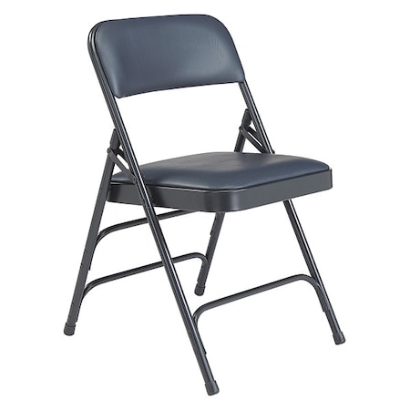 National Public Seating Vinyl Triple Brace Double Hinge Folding Chair, Blue, PK4 1304