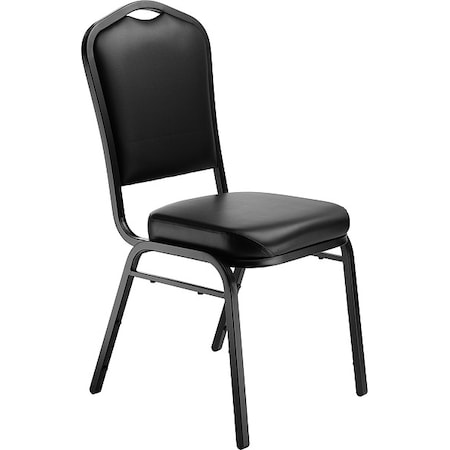 National Public Seating Deluxe Vinyl Upholstered Stack Chair, Panther Black 9310-BT