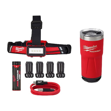 Milwaukee Tool Headlamp and Tumbler 2115-21, 48-22-8392R