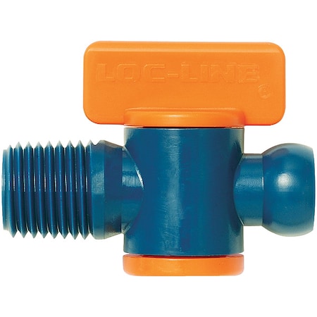 Loc-Line Male NPT Valve, 1/4 in, Acetal Copolymer, Corrosion Resistant, Water Resistant, 2PK 21192