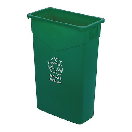 CARLISLE FOODSERVICE 23 gal Rectangular Recycling Bin, Open Top, Green, Polyethylene (LLDPE), 1 Openings 342023REC09