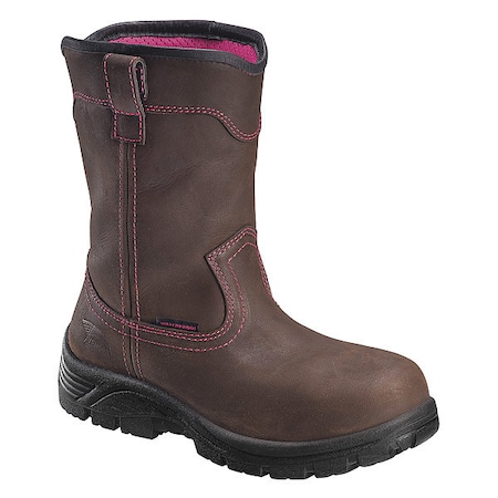 Avenger Safety Footwear Women's Wellington Leather Boots, 9.5, W, Leather, Brown A7146