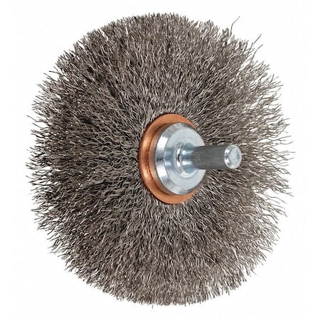 Pferd 3" Crimped Shank Mtd Wheel Brush - .008 SS Wire, 1/4" Shank 82912