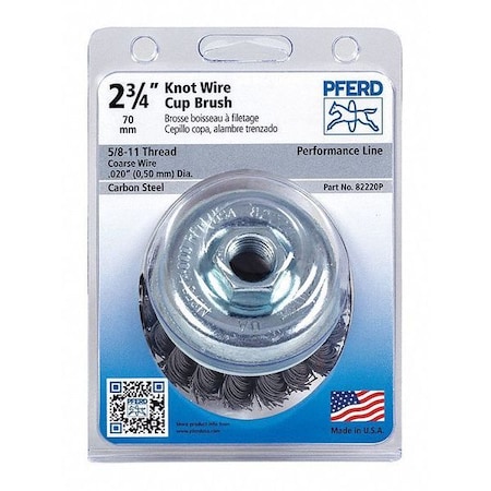Pferd P.O.P. 2-3/4" Knot Wire Cup Brush - .020 CS Wire, 5/8-11 Thread (ext.) 82220P