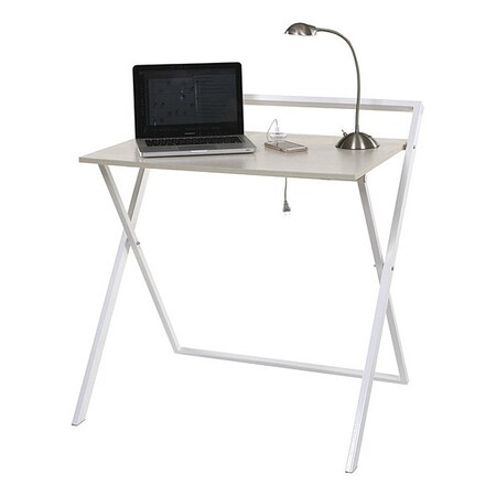 Onespace Folding Desk with Dual USB Folding Desk w/Dual USB Charger, White, 24-1/2" D X 34-3/4" H, White 50-1020QA01