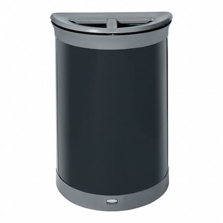 Rubbermaid Commercial 23 gal Half-Round Recycling Bin, Flat with Top Opening, Gray, 2 Openings 2172846