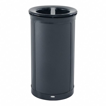 Rubbermaid Commercial 33 gal Round Recycling Bin, Flat with Top Opening, Black, 2 Openings 2172848