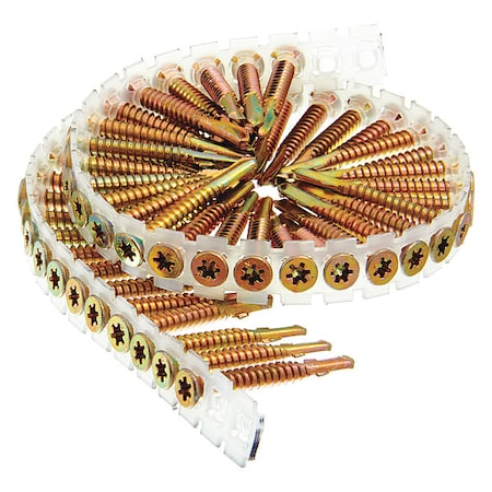 Senco Self-Drilling Screw, 1 3/4 in, Zinc Yellow Steel Flat Head Hex Drive, 1000 PK 12G175YKLFAX