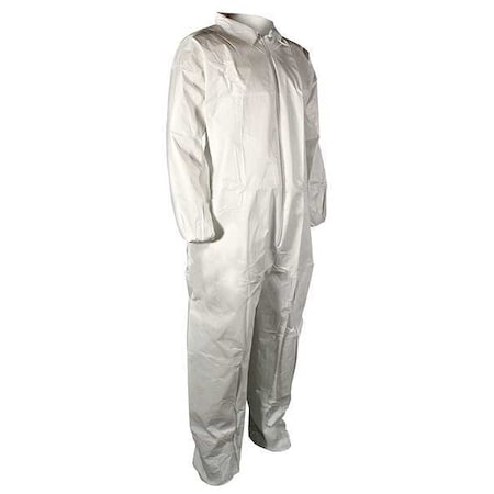 Cellucap Disposable Coverallss, Collared, L, Polypropylene, Elastic Wrist, Elastic Ankle, Serged Seam, White 5740L