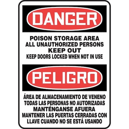 Accuform Spanish-Bilingual Danger Sign, 14 in H, 10 in W, Rectangle ...