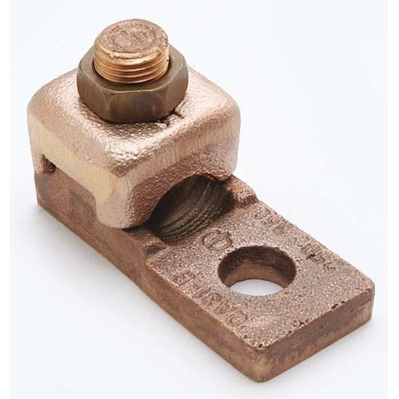 Burndy Mechanical Lug, 1 AWG Max, 1 Conductor, 1 Hole, 1/4 in Stud, Copper QA1CB