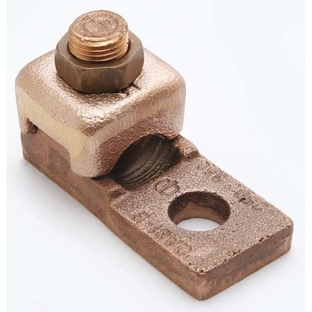 Burndy Mechanical Lug, 4 AWG Max, 1 Conductor, 1 Hole, 1/4 in Stud, Copper QA4CB