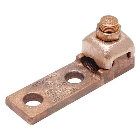Burndy Mechanical Lug, 500 kcmil Max, 1 Conductor, 2 Hole, 1/2 in Stud, Copper QA342N
