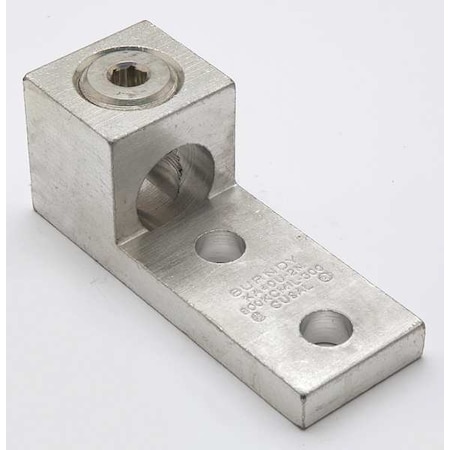 Burndy Mechanical Lug, 800 kcmil Max, 1 Conductor, 2 Hole, 1/2 in Stud, Aluminum KA40U2N