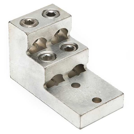 Burndy Mechanical Lug, 600 kcmil Max, 4 Conductor, 2 Hole, 3/8 in Stud, Aluminum K22A36U2