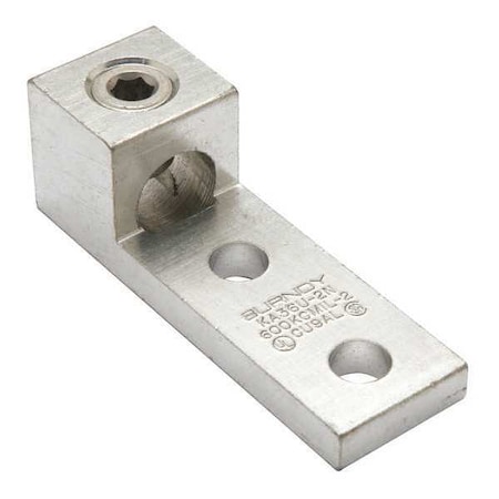 Burndy Mechanical Lug, 600 kcmil Max, 1 Conductor, 2 Hole, 1/2 in Stud, Aluminum KA36U2N