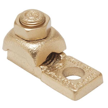 Burndy Mechanical Lug, 4/0 AWG Max, 1 Conductor, 2 Hole, 3/8 in Stud, Copper QA282B