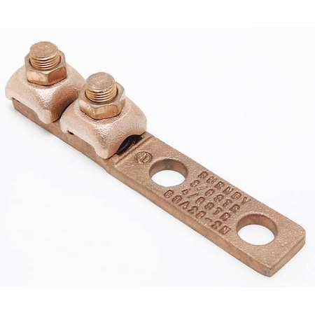 Burndy Mechanical Lug, 4/0 AWG Max, 1 Conductor, 2 Hole, 1/2 in Stud, Copper QQA282N