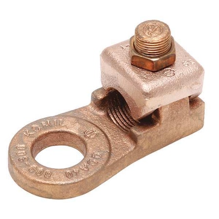 Burndy Mechanical Lug, 4 AWG Max, 1 Conductor, 1 Hole, 3/8 in Stud, Copper QDA4C