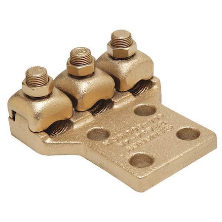 Burndy Mechanical Lug, 500 kcmil Max, 3 Conductor, 4 Hole, 1/2 in Stud, Copper Q3A344N