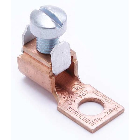 Burndy Mechanical Lug, 4 AWG Max, 1 Conductor, 1 Hole, 1/4 in Stud, Copper KPA4CUNPL