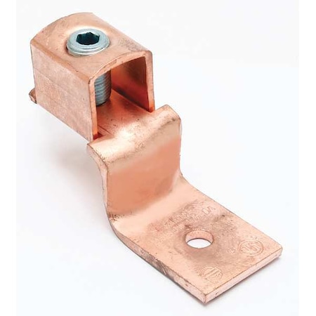 Burndy Mechanical Lug, 1/0 AWG Max, 1 Conductor, 1 Hole, 1/4 in Stud, Copper KLU125
