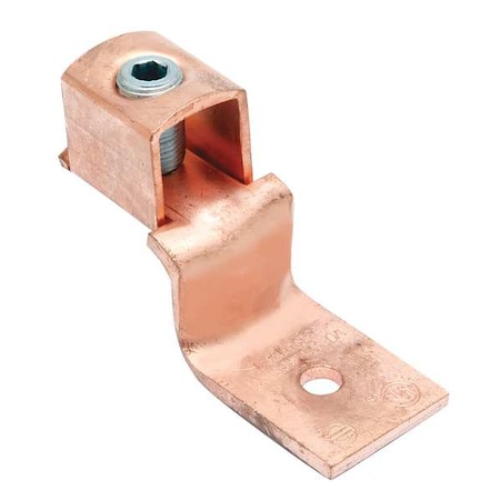 Burndy Mechanical Lug, 6 AWG Max, 1 Conductor, 1 Hole, #10 Stud, Copper KLU35TP