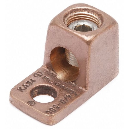 Burndy Mechanical Lug, 4 AWG Max, 1 Conductor, 1 Hole, 1/4 in Stud, Copper KA4C