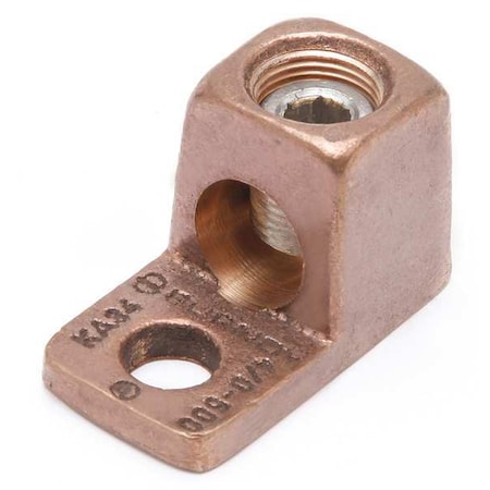 Burndy Mechanical Lug, 500 kcmil Max, 1 Conductor, 1 Hole, 1/2 in Stud, Copper KA34