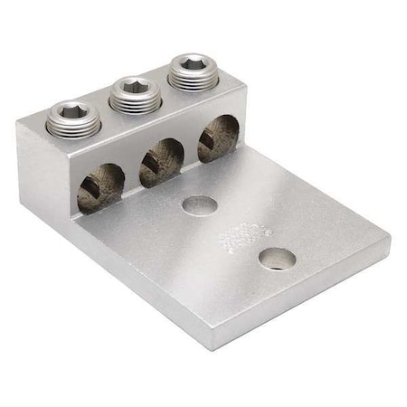 Burndy Mechanical Lug, 3 Conductor, 2 Hole, 3/8 in Stud, Aluminum K3A25U2