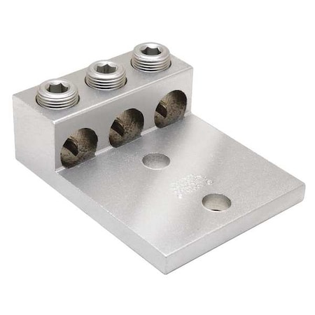 Burndy Mechanical Lug, 600 kcmil Max, 3 Conductor, 2 Hole, 1/2 in Stud, Aluminum K3A36U2N