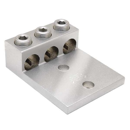 Burndy Mechanical Lug, 250 kcmil Max, 4 Conductor, 4 Hole, 1/2 in Stud, Aluminum K4A29U4N