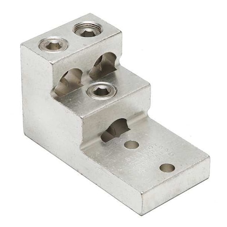 Burndy Mechanical Lug, 600 kcmil Max, 3 Conductor, 2 Hole, 3/8 in Stud, Aluminum K21A36U2