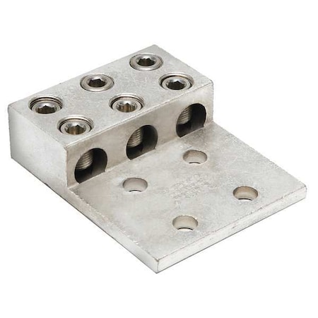 Burndy Mechanical Lug, 600 kcmil Max, 3 Conductor, 4 Hole, 1/2 in Stud, Aluminum KK3A36U4N