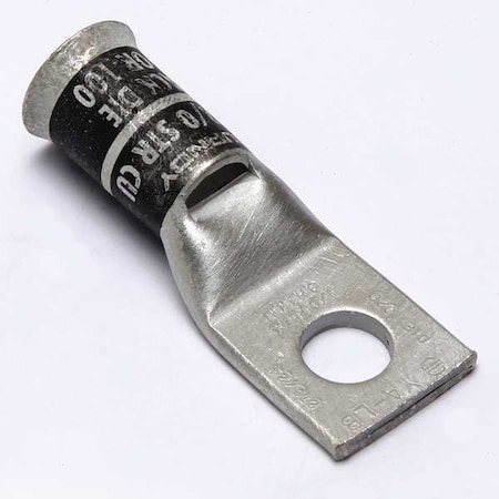 Burndy One-Hole Compression Lug, 1/0 AWG, 2/0 AWG Max, 3/8 in Stud, Short Barrel, Copper, Black YA26LB