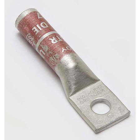 Burndy One-Hole Compression Lug, 2 AWG Max, 1/4 in Stud, Long Barrel, Copper, Brown YA2CTC14