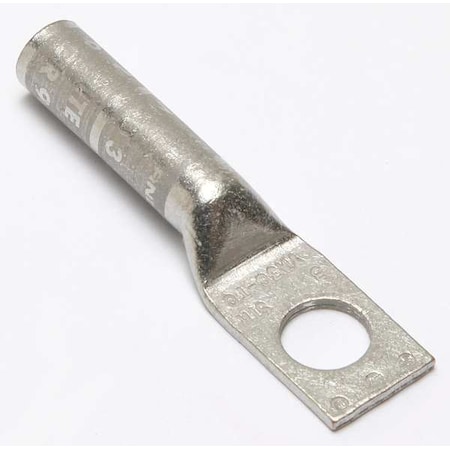 Burndy One-Hole Compression Lug, 3 AWG Max, 3/8 in Stud, Long Barrel, Copper, White YA3CTC38