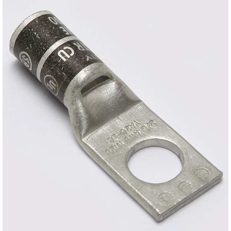 Burndy One-Hole Compression Lug, 2/0 AWG Max, 1/2 in Stud, Standard Barrel, Copper, Black YA26L6BOX