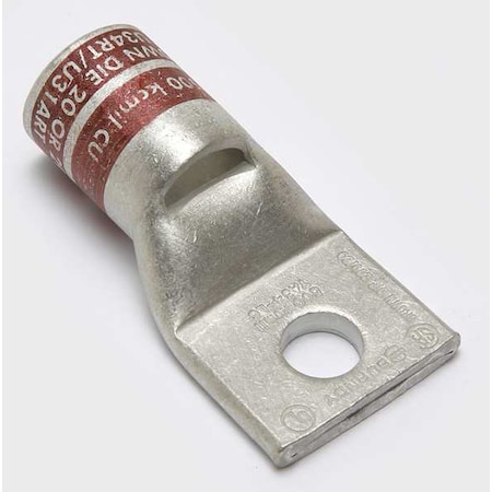 Burndy One-Hole Compression Lug, 500 kcmil Max, 1/2 in Stud, Standard Barrel, Copper, Brown YA34L6
