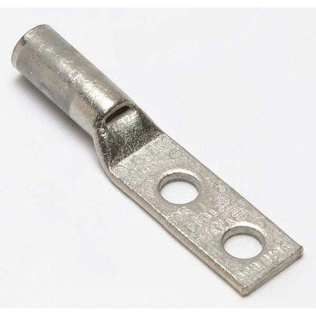 Burndy Two-Hole Compression Lug, 3 AWG Max, 1/4 in Stud, Short Barrel, Copper, White YA3CL2TC14