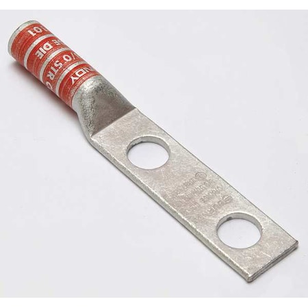 Burndy Two-Hole Compression Lug, 3/0 AWG Max, 1/2 in Stud, Long Barrel, Copper, Orange YA272N