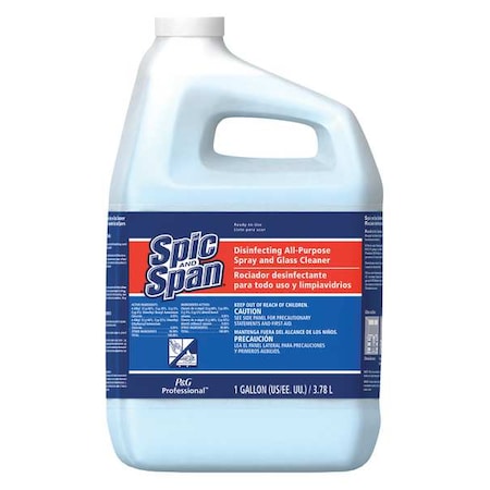 Spic And Span Liquid Glass Cleaner, 1 gal., Clear, Blue, Unscented, Jug, 3 PK 58773