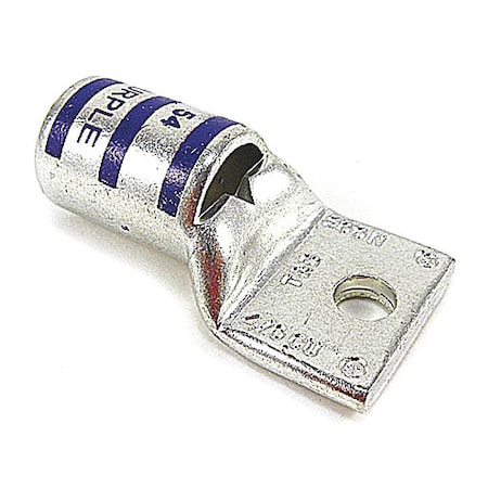 Abb One-Hole Compression Lug, 4/0 AWG Max, 1/4 in Stud, Standard Barrel, Copper, Purple 54167