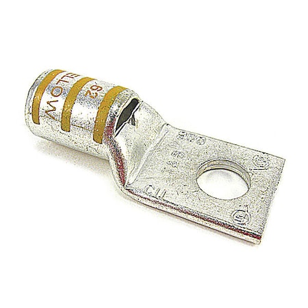 Abb One-Hole Compression Lug, 250 kcmil Max, 3/8 in Stud, Standard Barrel, Copper, Yellow 54174