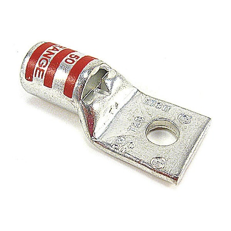 Abb One-Hole Compression Lug, 3/0 AWG Max, 5/16 in Stud, Standard Barrel, Copper, Orange 54163-TB