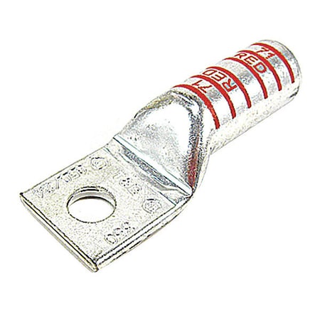 Abb One-Hole Compression Lug, 350 kcmil Max, 1/2 in Stud, Long Barrel, Copper, Red 54915BE