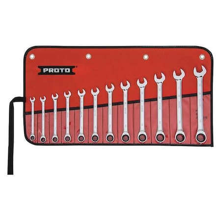 PROTO Ratcheting Wrench Set, Combination JSCRMT-12S
