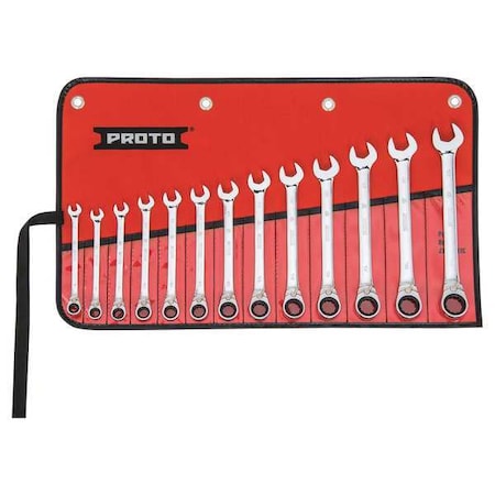 Proto Combination Ratcheting Wrench Set. Alloy Steel, 13 Tools JSCVMT-13S