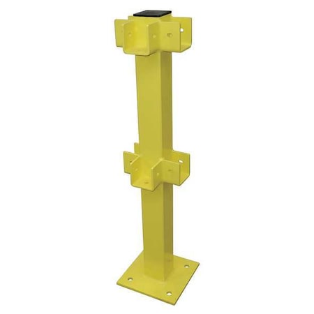 Zoro Select Three Way Post, 45 In., Yellow, Steel 22DN14