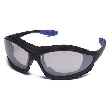 Condor Safety Glasses, 5SY4, Silver Mirror Anti-Fog Lens, Polycarbonate, Black Full-Frame, Wraparound 22ED43